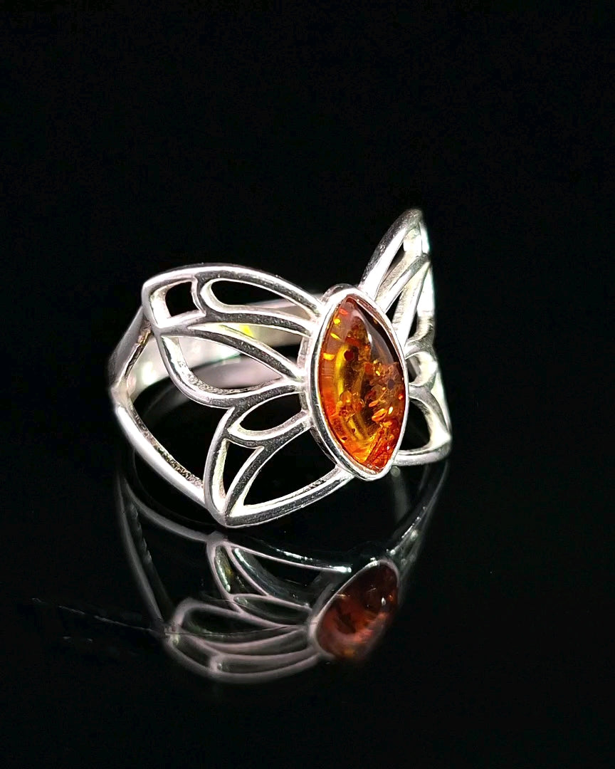 Amber, Sterling Silver Ring
