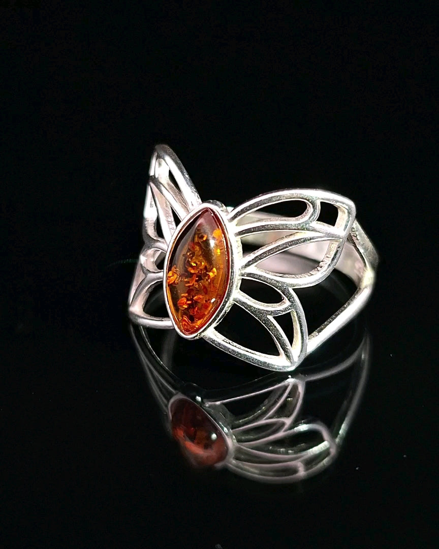 Amber, Sterling Silver Ring