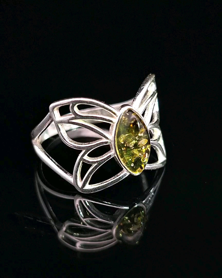 Amber, Sterling Silver Ring