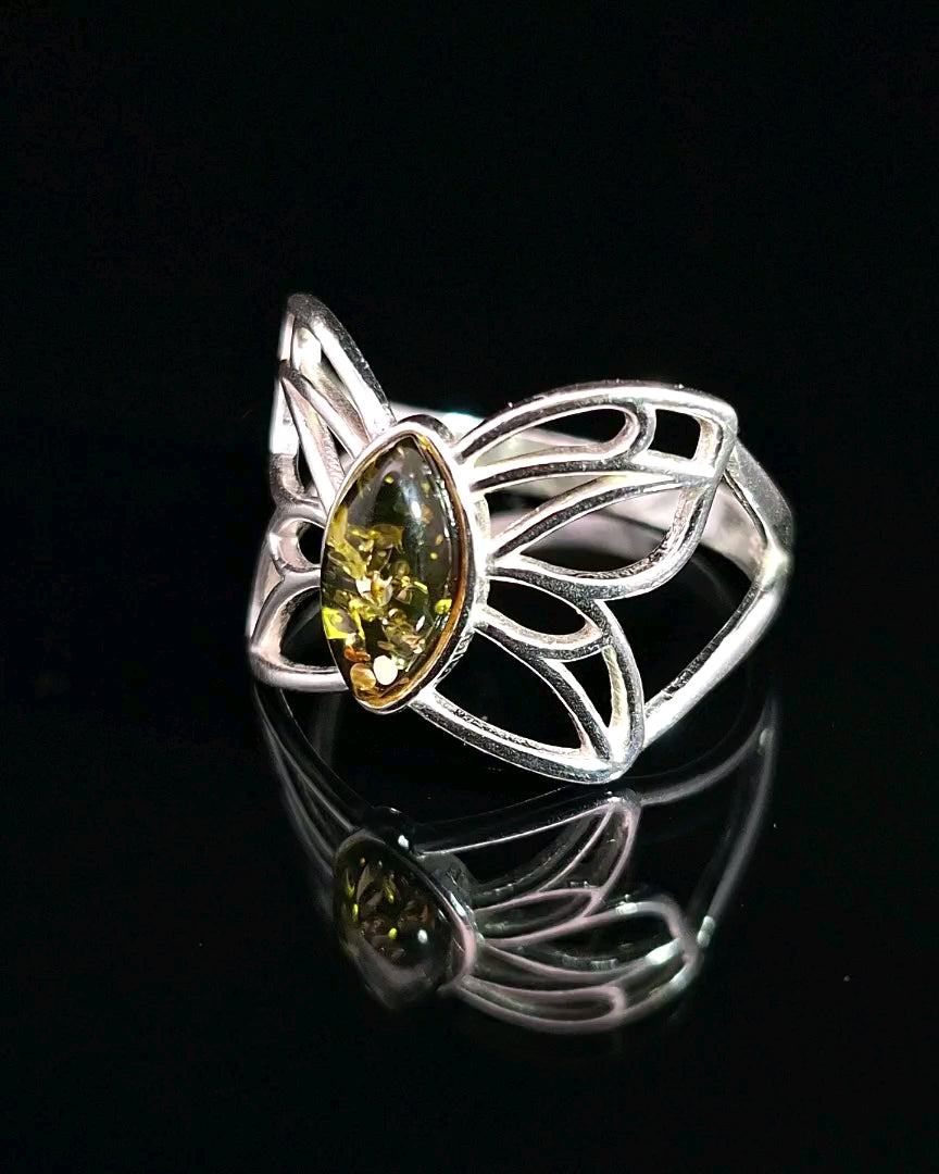Amber, Sterling Silver Ring