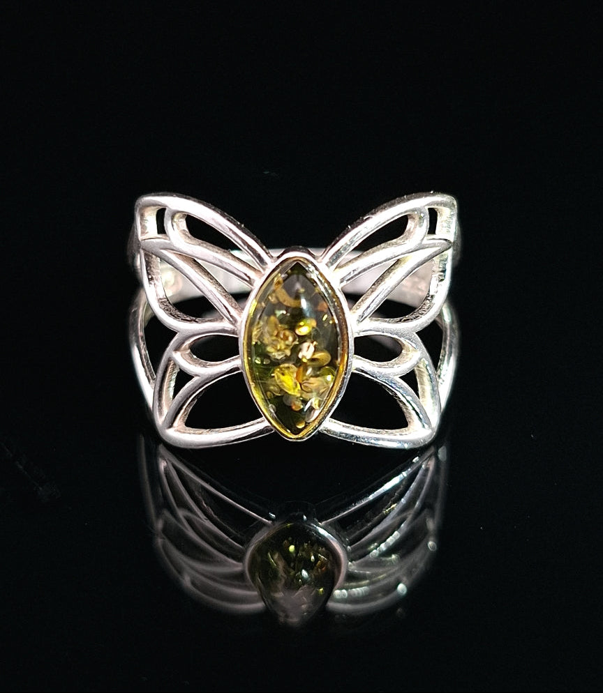 Amber, Sterling Silver Ring