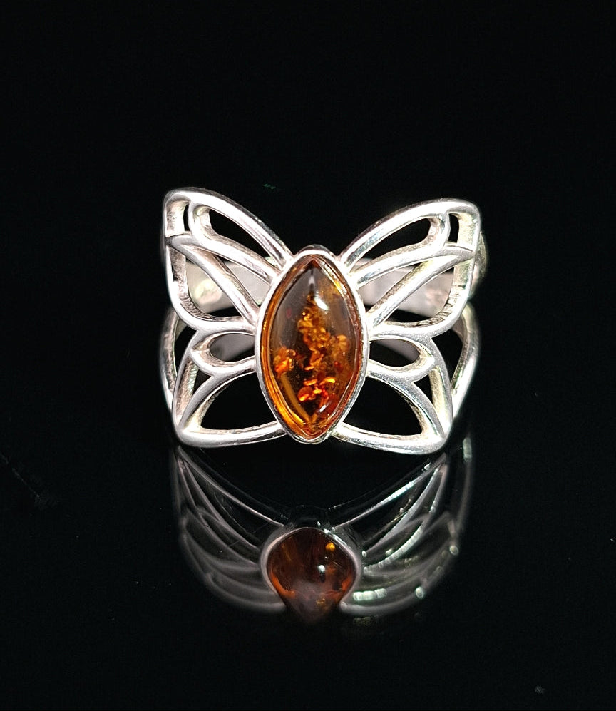 Amber, Sterling Silver Ring