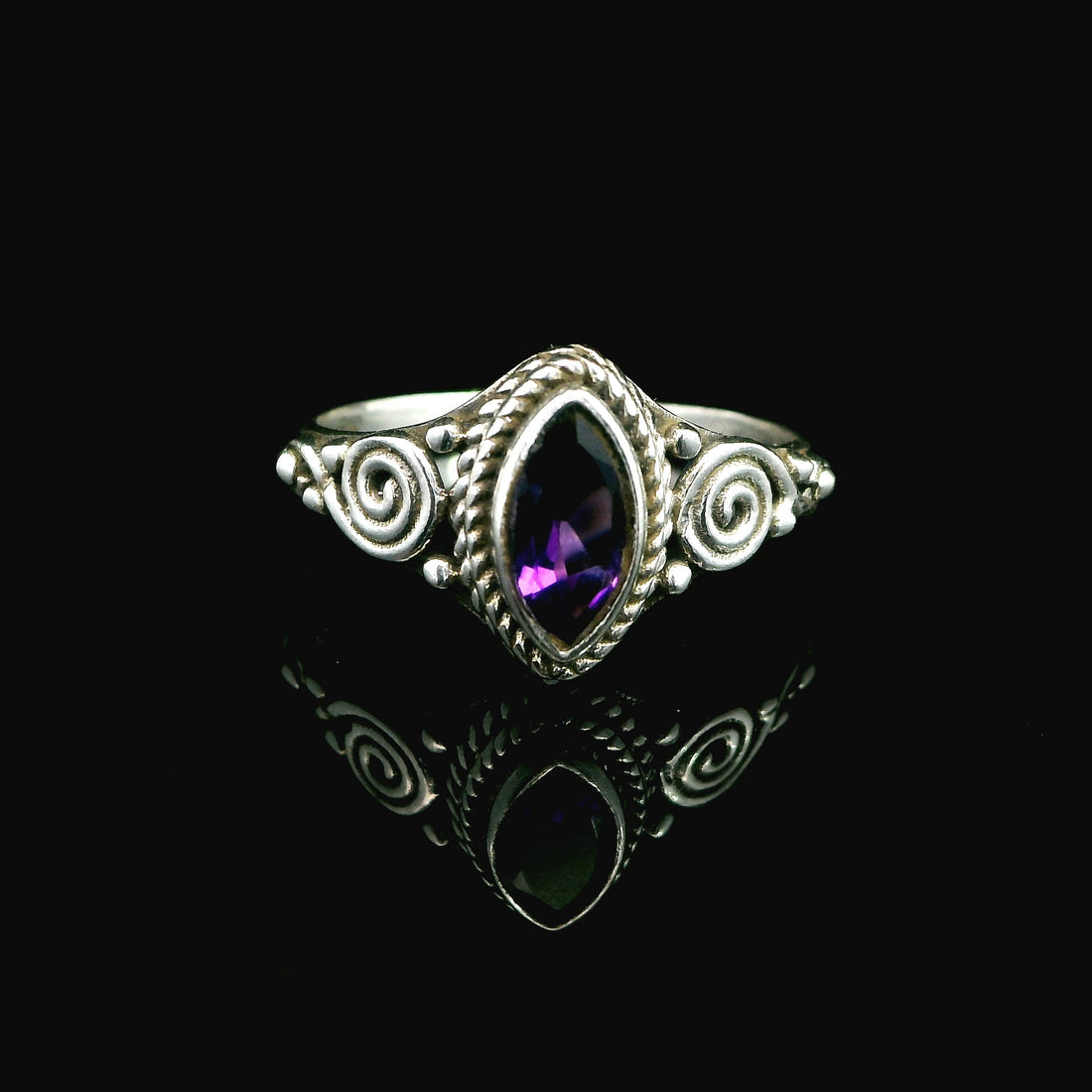 Amethyst Faceted Sterling Silver Ring