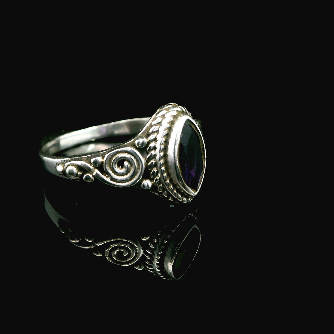 Amethyst Faceted Sterling Silver Ring