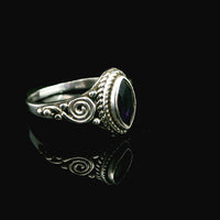 Amethyst Faceted Sterling Silver Ring