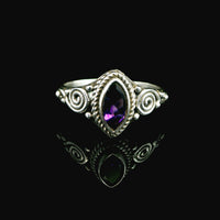 Amethyst Faceted Sterling Silver Ring
