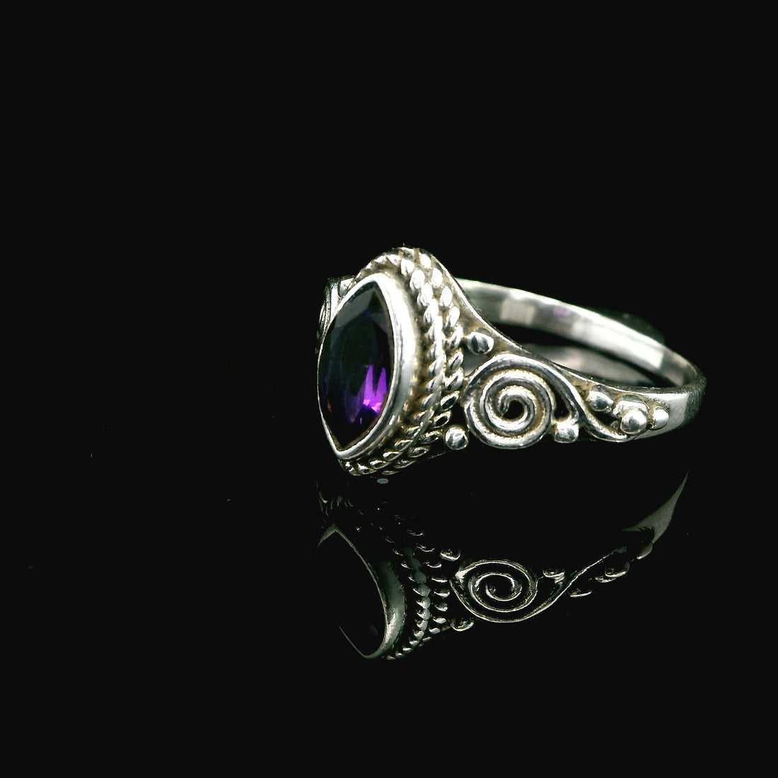 Amethyst Faceted Sterling Silver Ring