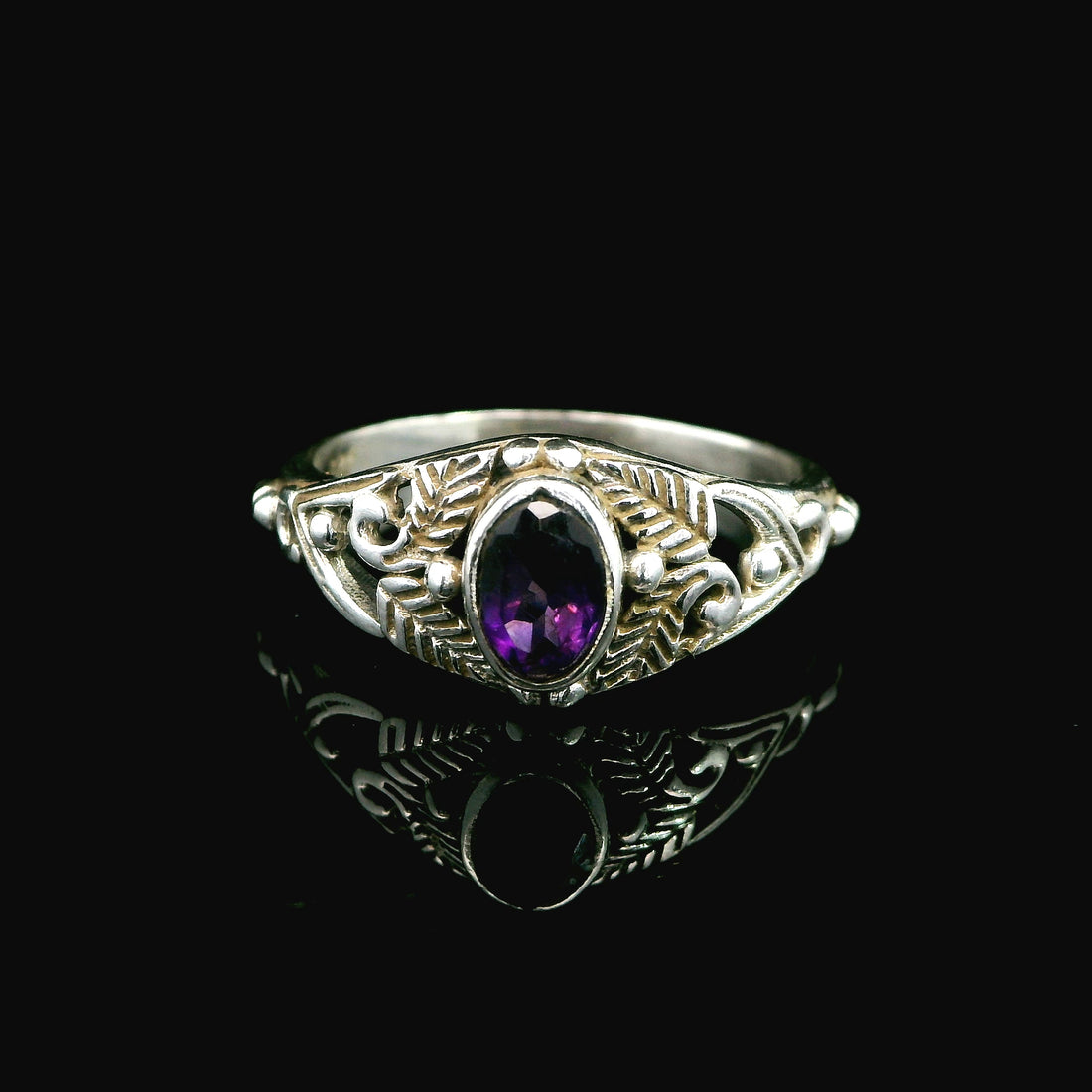 Amethyst Faceted Sterling Silver Ring