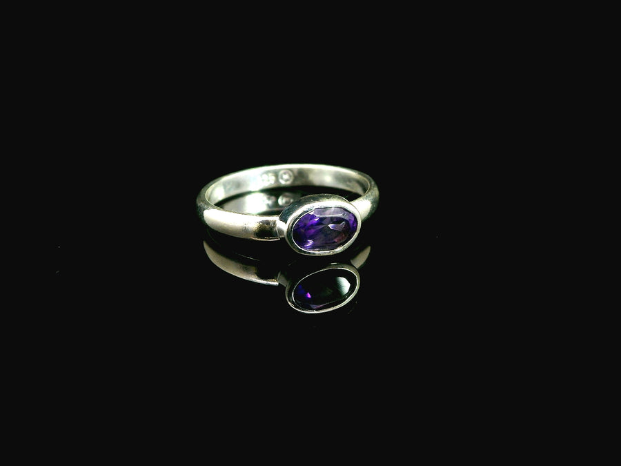 Amethyst Faceted Sterling Silver Ring