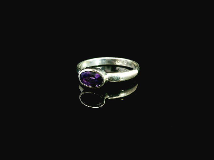 Amethyst Faceted Sterling Silver Ring