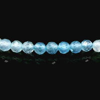 Aquamarine 3mm Faceted Necklace - Silver Plated