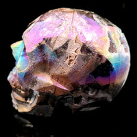 Titanium Aura Quartz Skull