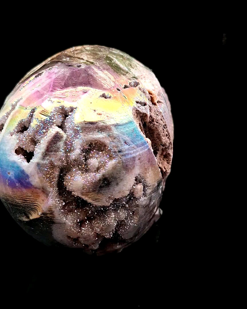 Titanium Aura Quartz Skull