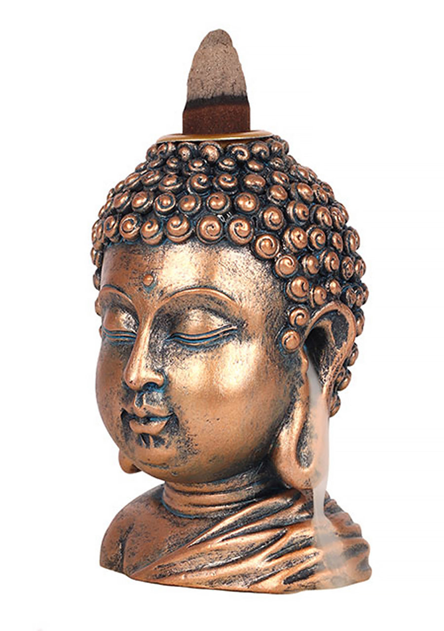 Bronze Finish Buddha Head Backflow Incense Burner