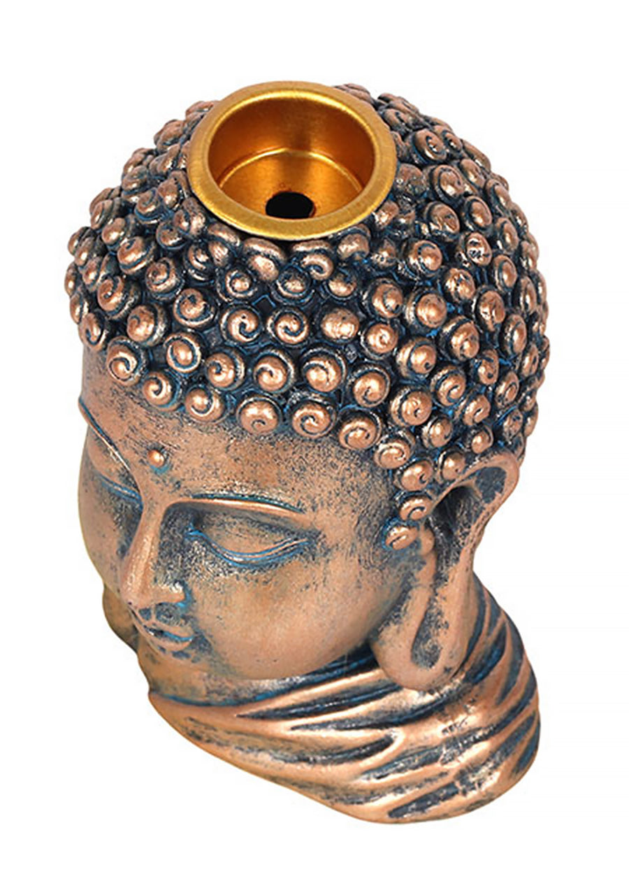 Bronze Finish Buddha Head Backflow Incense Burner