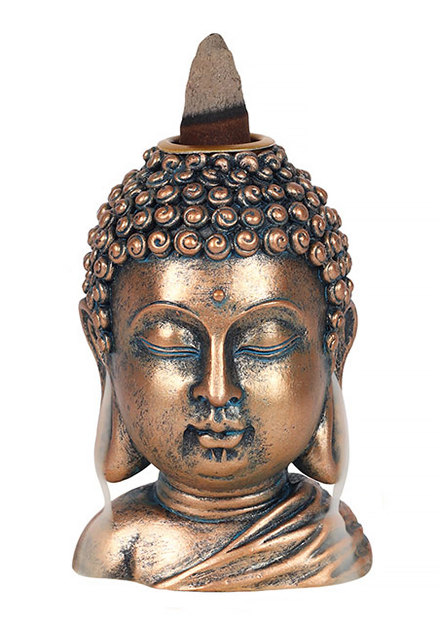 Bronze Finish Buddha Head Backflow Incense Burner