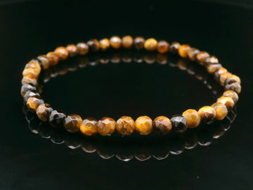 Tiger Eye, Gold 4mm Faceted Bracelet