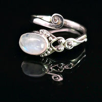 Moonstone, Rainbow, Freesize Sterling Ring