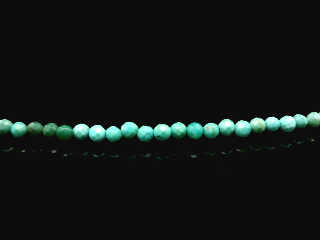 Turquoise 2mm Faceted Necklace - Silver Plated