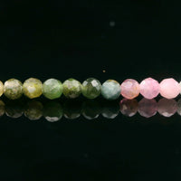 Watermelon Tourmaline 3mm Faceted Necklace - Silver Plated