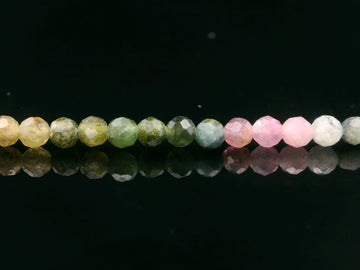 Watermelon Tourmaline 3mm Faceted Necklace - Silver Plated