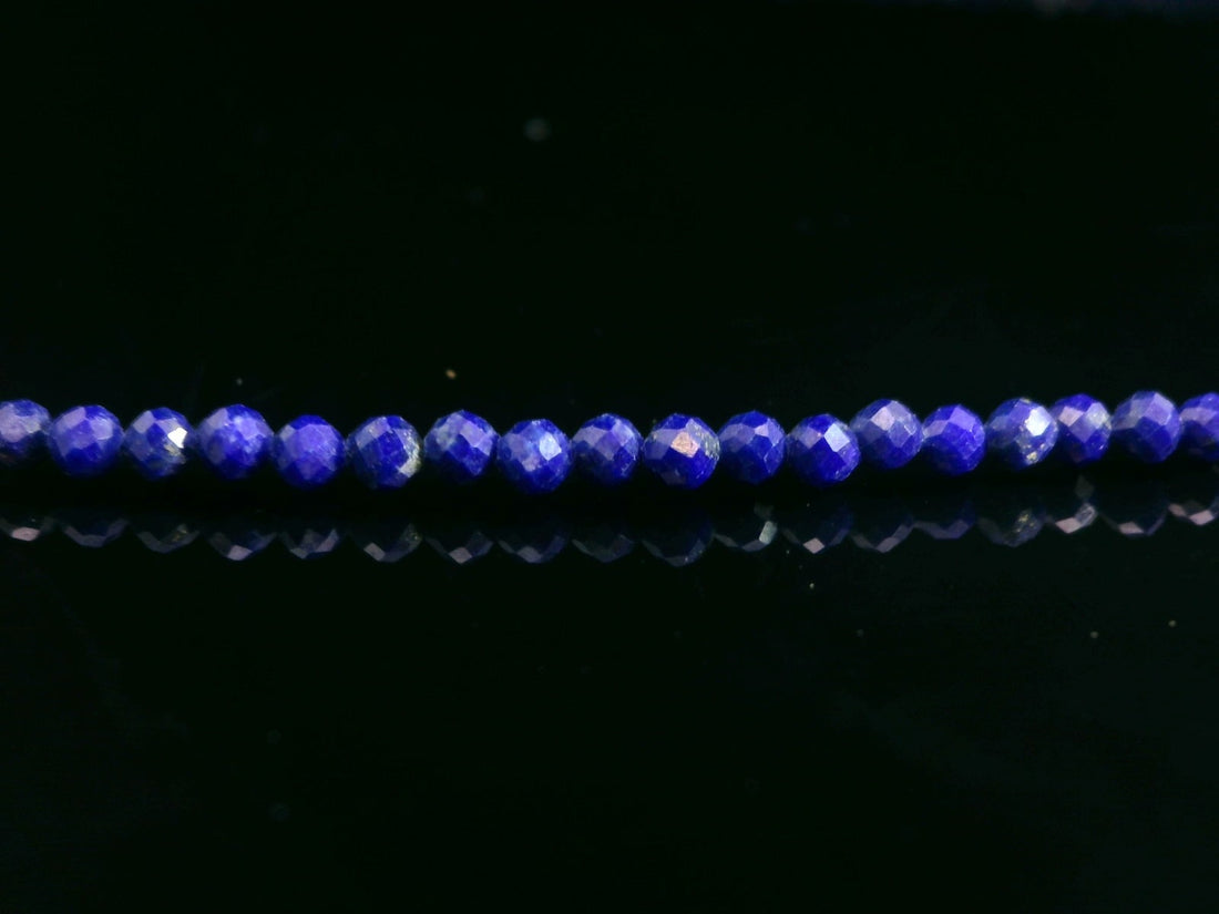 Lapis Lazuli 2mm Faceted Necklace - Silver Plated