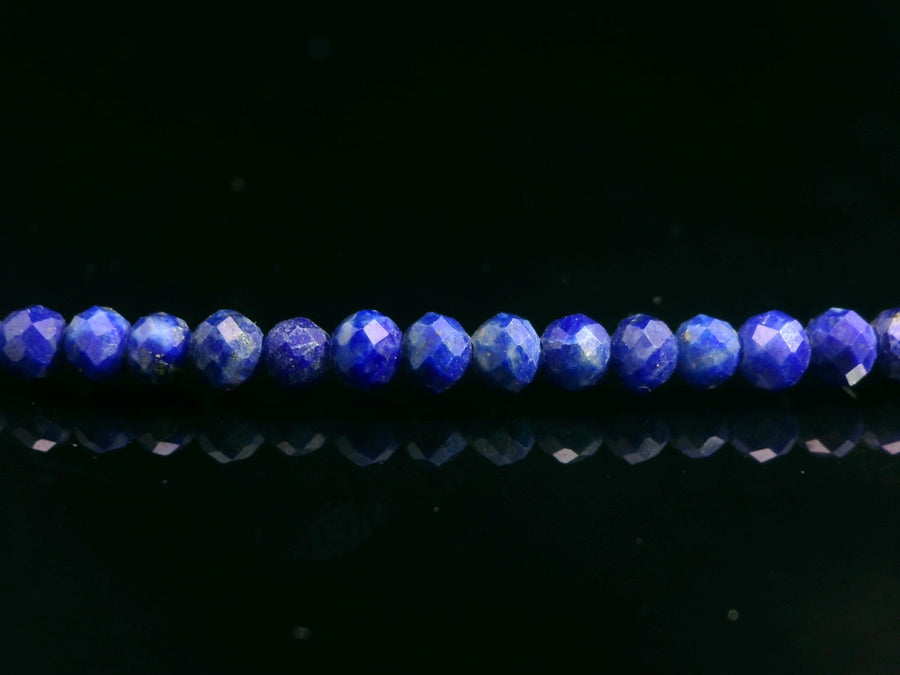 Lapis Lazuli 3mm Faceted Necklace - Silver Plated