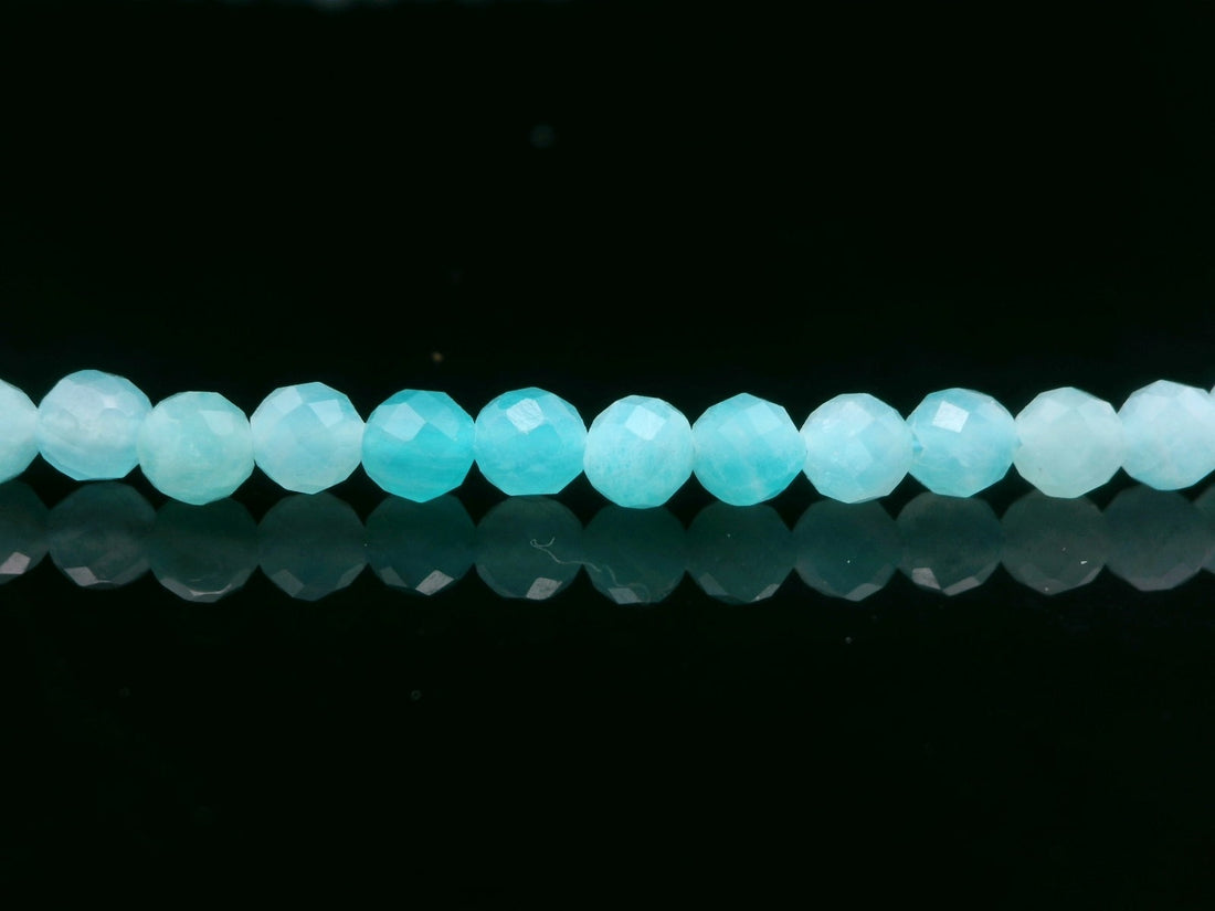 Amazonite 3mm Faceted Necklace - Silver Plated