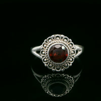 Garnet, Faceted Sterling Silver Ring