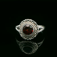 Garnet, Faceted Sterling Silver Ring