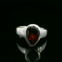 Garnet, Faceted Sterling Silver Ring