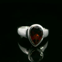 Garnet, Faceted Sterling Silver Ring