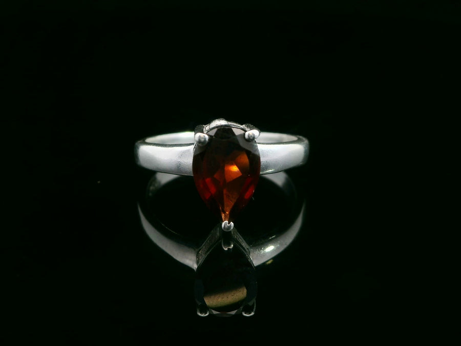 Garnet, Faceted Sterling Silver Ring