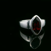 Garnet, Faceted Sterling Silver Ring