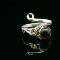 Garnet, Freesize Sterling Silver Ring