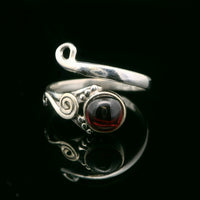 Garnet, Freesize Sterling Silver Ring