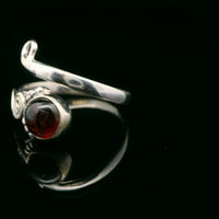 Garnet, Freesize Sterling Silver Ring