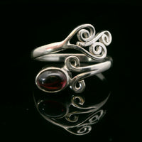 Garnet, Freesize Sterling Silver Ring