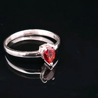 Garnet, Faceted Sterling Silver Ring