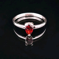Garnet, Faceted Sterling Silver Ring
