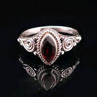 Garnet, Faceted Sterling Silver Ring