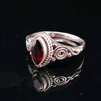 Garnet, Faceted Sterling Silver Ring