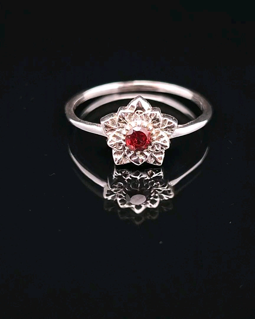 Garnet, Faceted Sterling Silver Ring