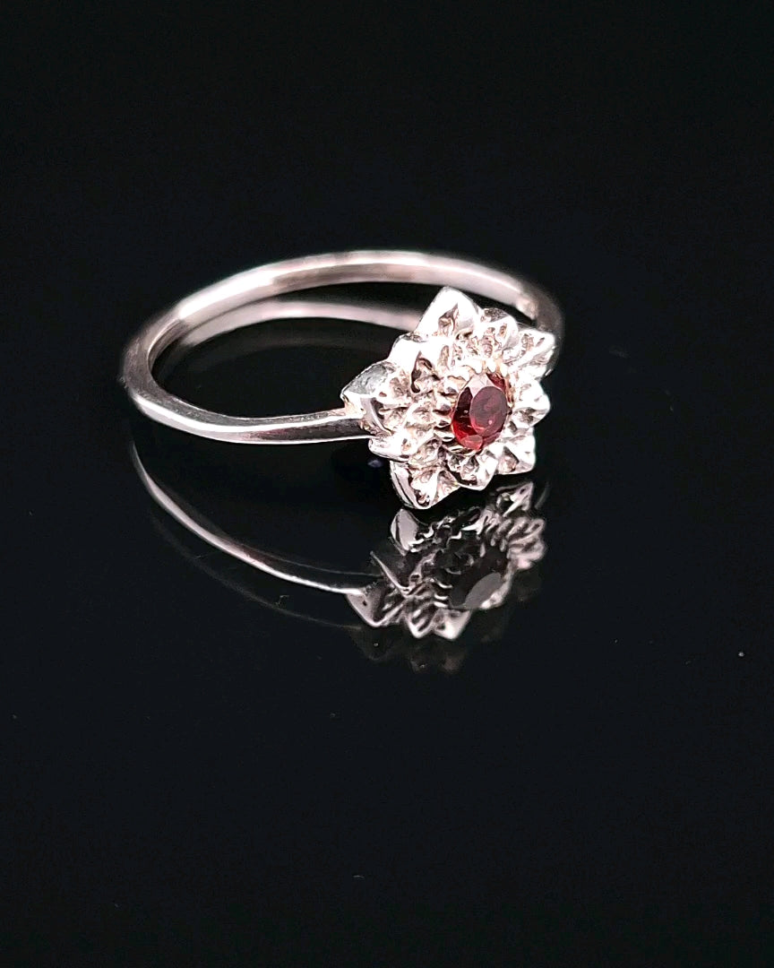 Garnet, Faceted Sterling Silver Ring