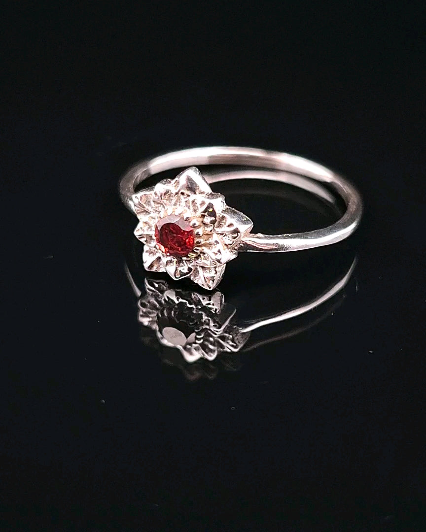 Garnet, Faceted Sterling Silver Ring