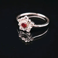 Garnet, Faceted Sterling Silver Ring