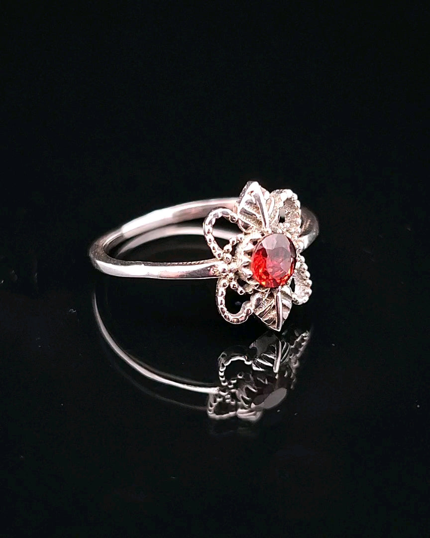 Garnet, Faceted Sterling Silver Ring