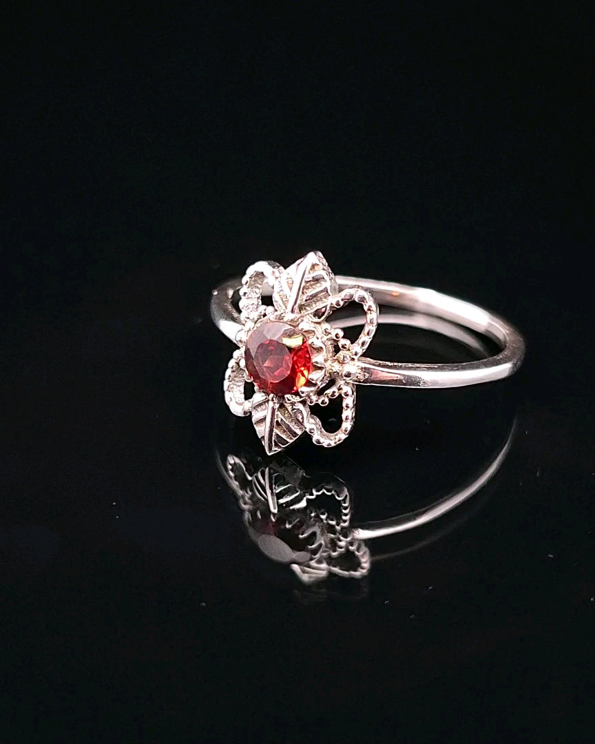 Garnet, Faceted Sterling Silver Ring