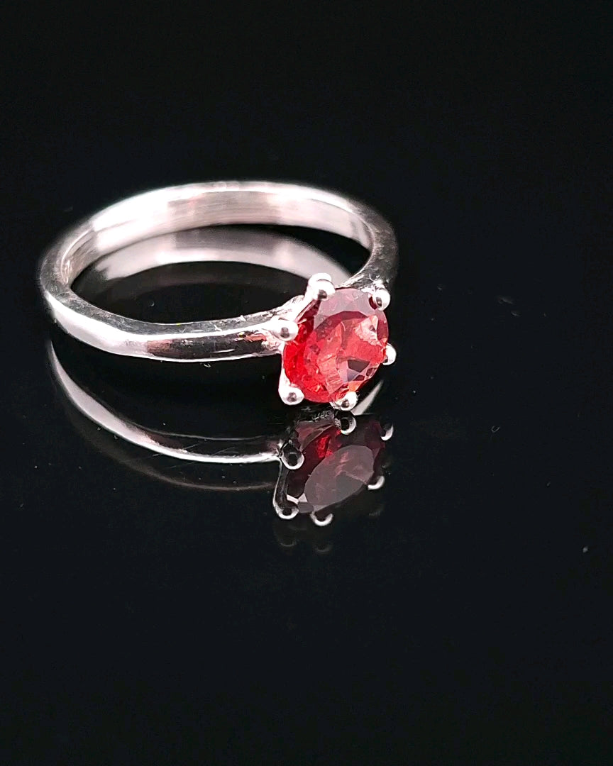 Garnet, Faceted Sterling Silver Ring
