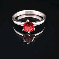 Garnet, Faceted Sterling Silver Ring